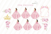 Pink And Gold Princess Clipart, an Illustration by Sunflower Day Love (Thumbnail 3 of 4)