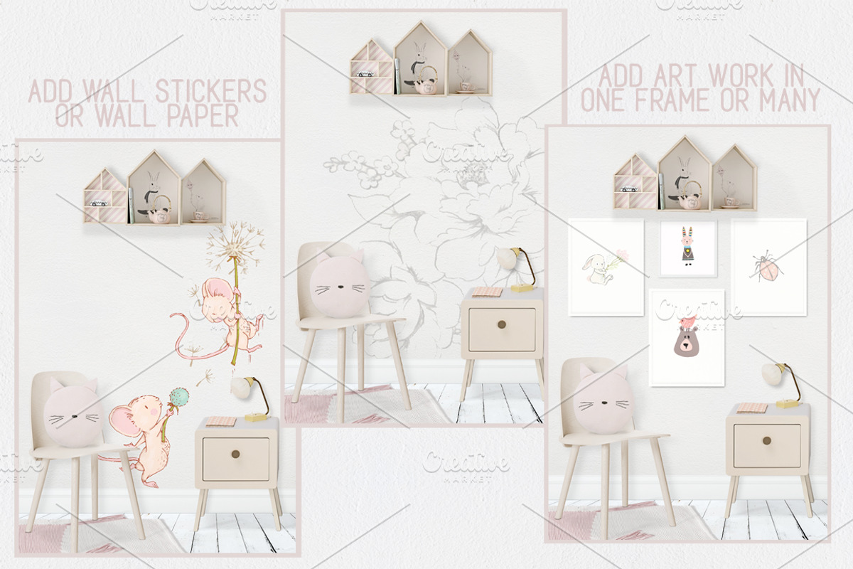 Kids Room Wall/Frame Mock Up 15, a Print Template by Whimsicality (Photo 3 of 6)