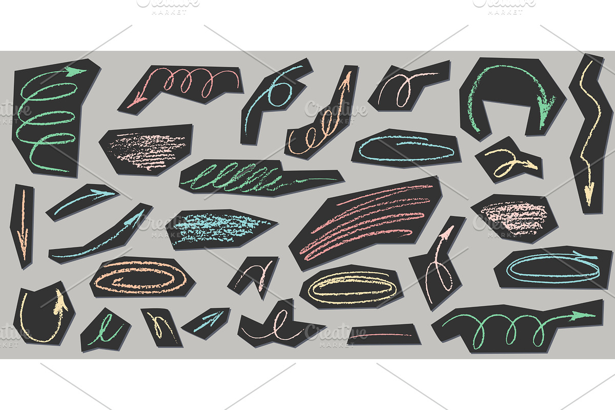 Hand-drawn chalk arrows and scribble, an Illustration by Zimages