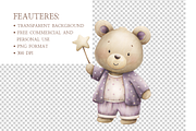 Dreamy Bear Clipart Set, an Illustration by MockupWizard (Thumbnail 4 of 5)