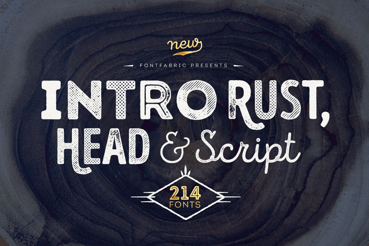 Intro Rust - pack of 214 fonts