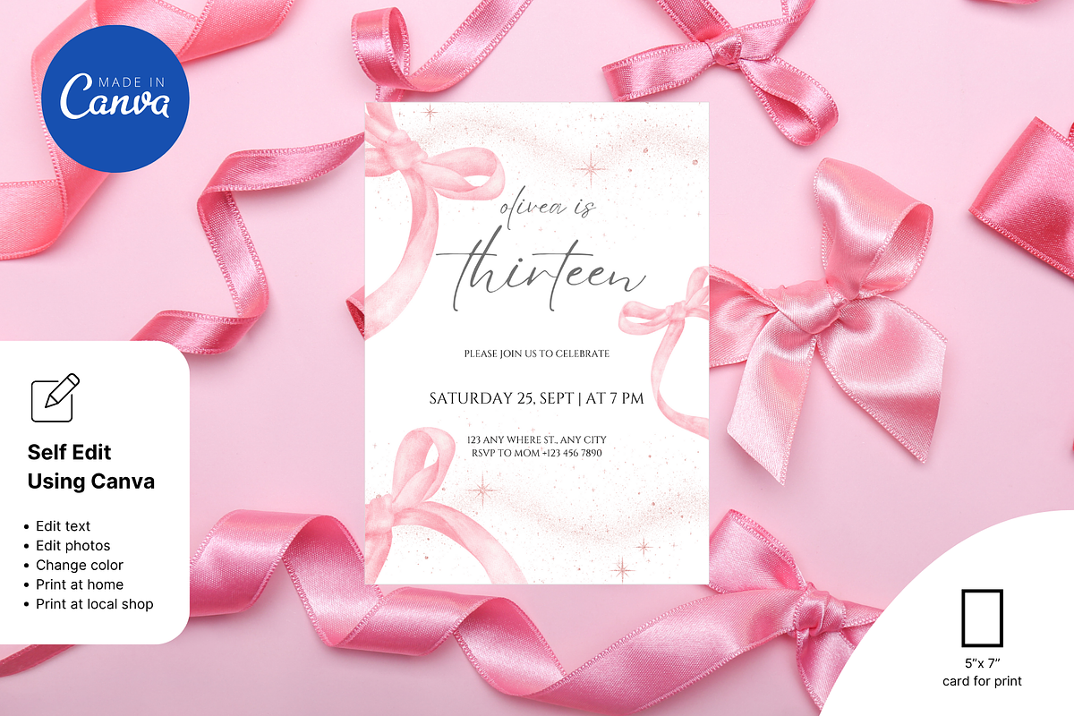Coquette 13th Birthday Invitation, an Invitation Template by Earth5168 (Photo 6 of 9)
