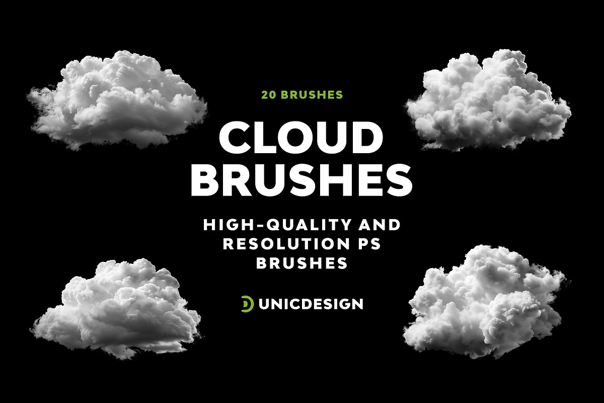 Cloud Photoshop Brushes, a Brush Add-On by UnicDesign