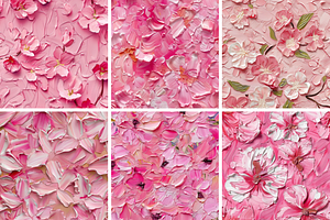 Pink Floral Impasto Seamless Pattern