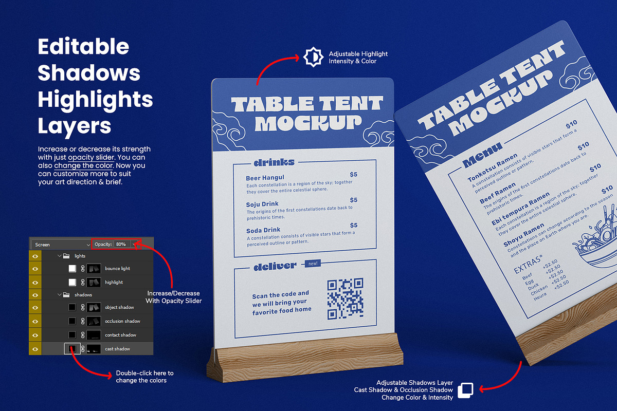 A5 Menu Table Tent PSD Mockup Set, an Advertising Mockup by Remnand Studio (Photo 5 of 11)