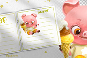 Piglet with ice cream and cherry, an Animal Illustration by Azuzlikus (Thumbnail 3 of 4)