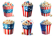 Watercolor 4th of July Popcorn Clipa, an Illustration by Sublimation Artist (Thumbnail 2 of 6)