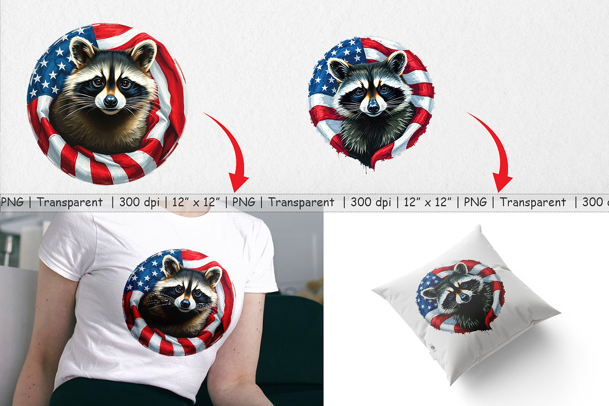 Raccoon 4th of July Clipart, a Graphic by Artnoy (Photo 3 of 5)