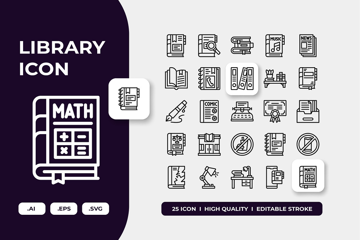 Library icon, an Outline Icon by Fau Graph