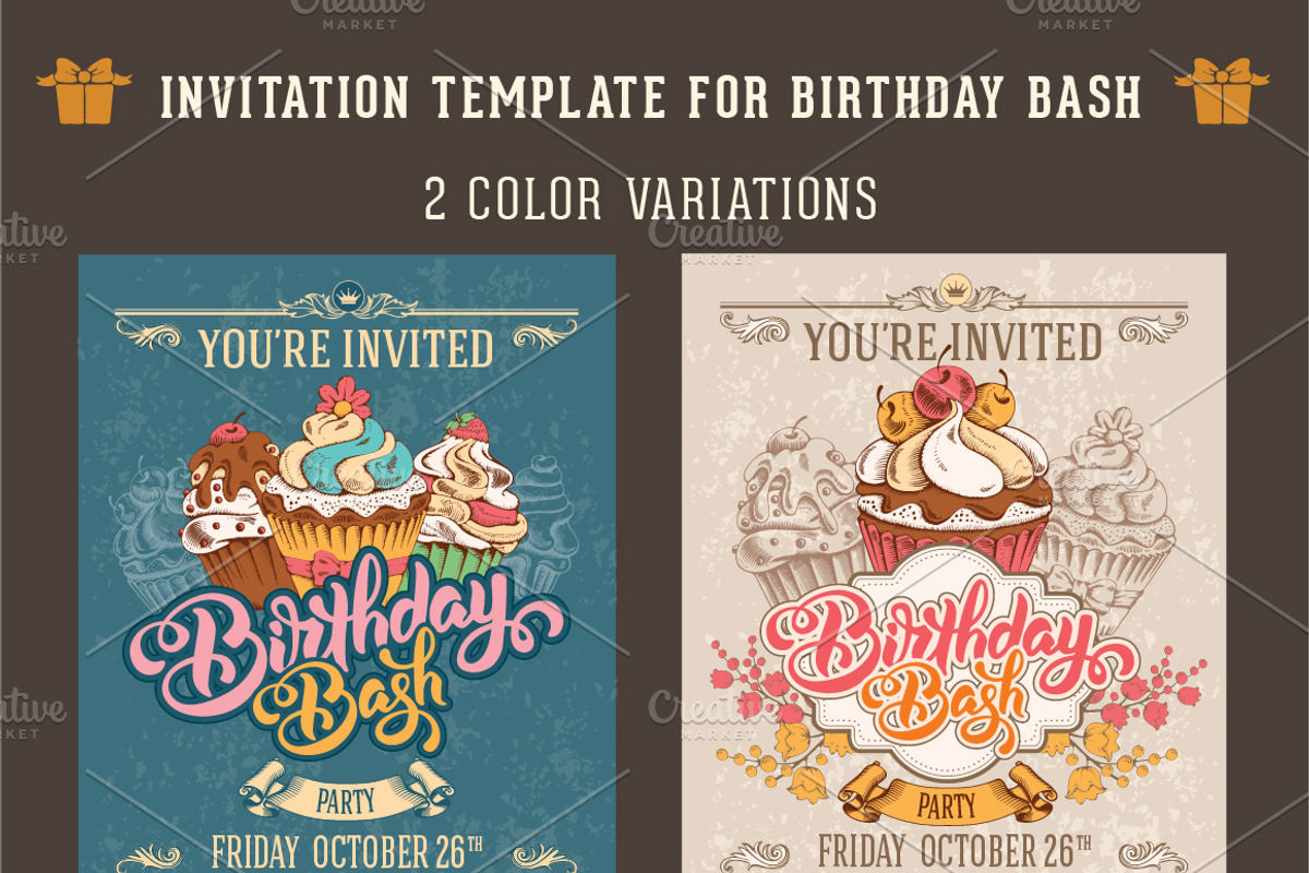 Birthday Bash Invitation Template, an Invitation Template by Vector beauty (Photo 2 of 2)
