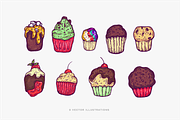 9 Vector Muffins And Cupcakes, a Food Illustration by GRPXSTORE (Thumbnail 2 of 3)