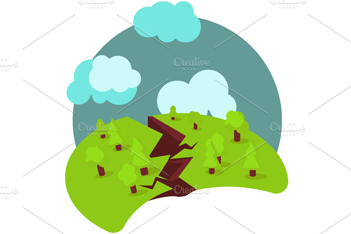 Earthquake vector disaster icon, an Illustration by SiberianArt