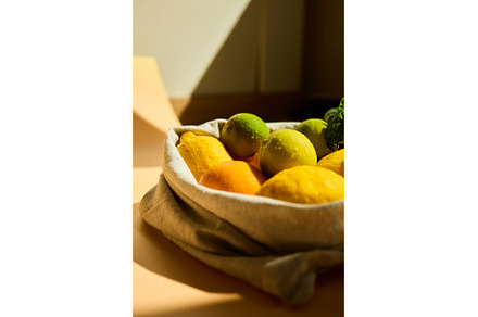 Fresh citrus fruits and basil