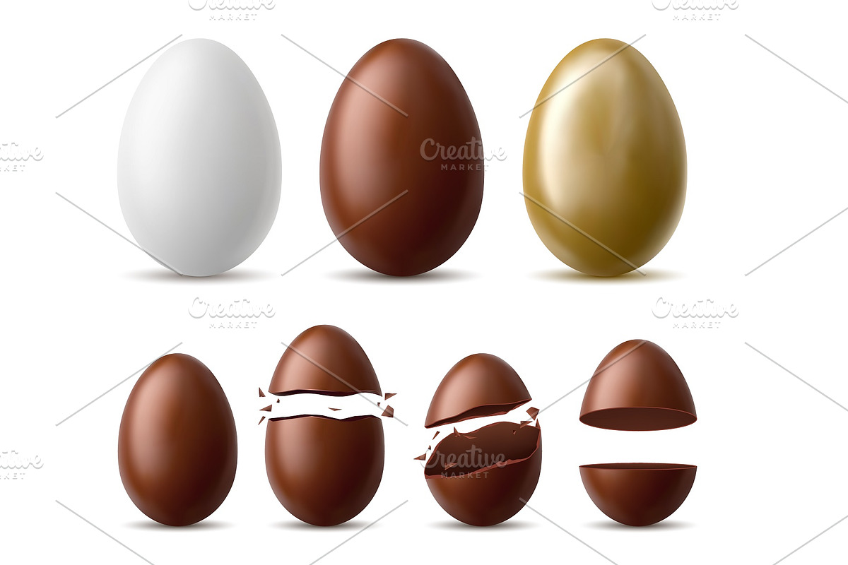 Chocolate eggs. broken chocolate egg, a Food Illustration by StudioVin