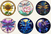 Dragonfly Stained Glass Clipart, an Illustration by OK Design (Thumbnail 3 of 5)