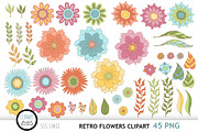 Retro Flower Clipart PNG, an Illustration by SLS Lines (Thumbnail 4 of 6)