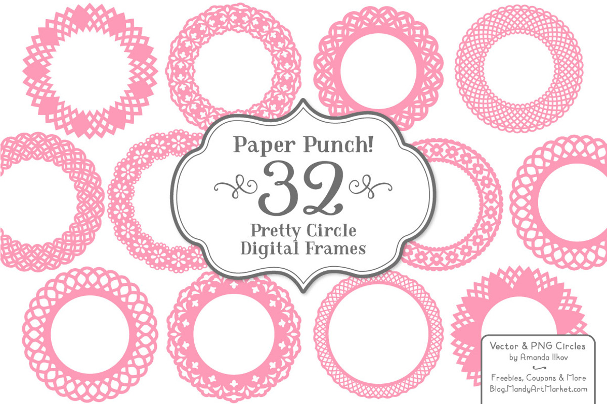 Pink Lace Scrapbook Frame Circles, an Illustration by Amanda Ilkov (Photo 1 of 5)