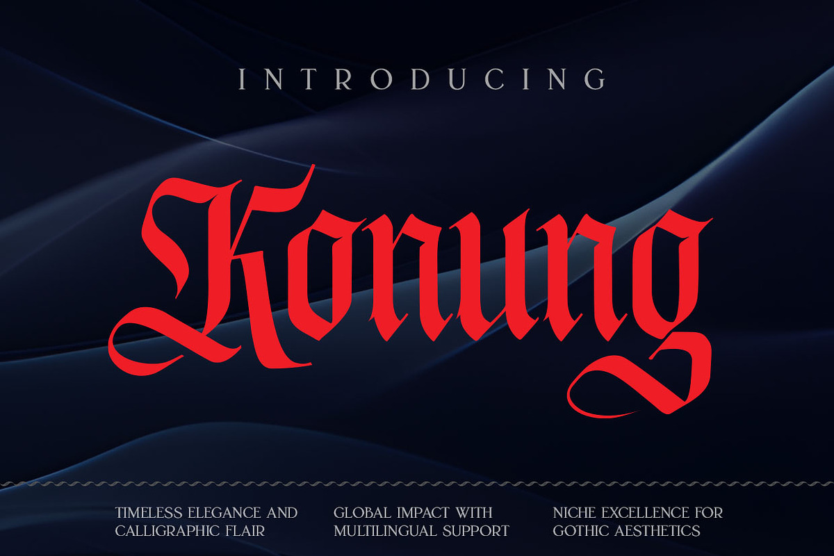 Konung Display Gothic Font, a Blackletter Font by vatesdesign (Photo 1 of 5)