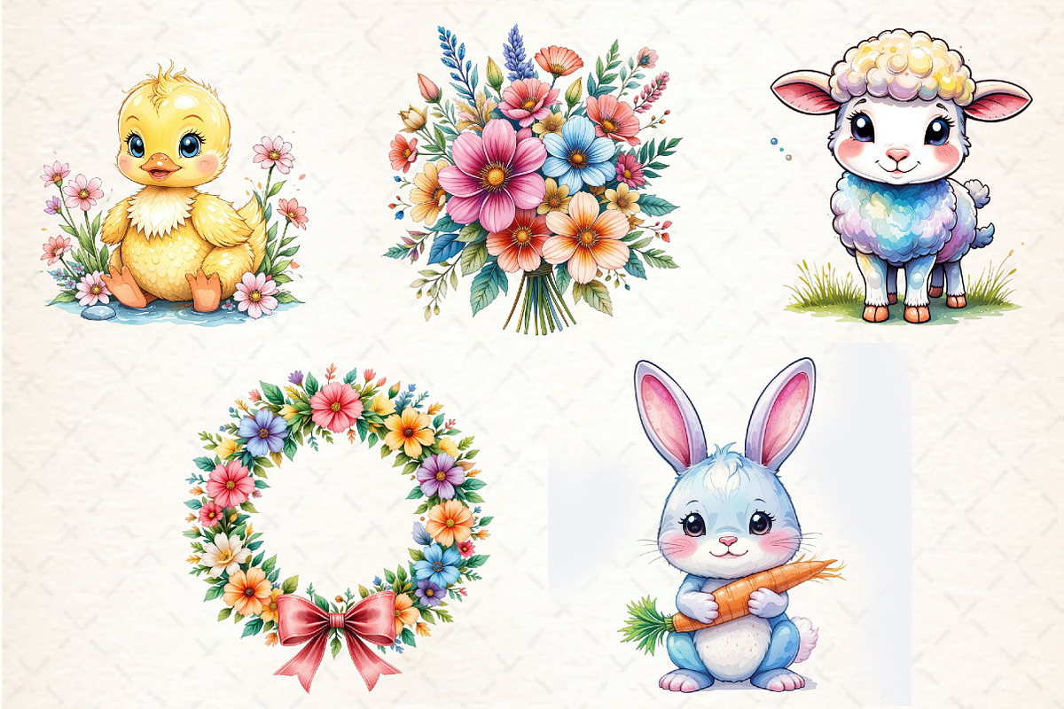 Pastel Pink Easter Watercolor Clipar, an Illustration by Libby Wishes (Photo 4 of 5)