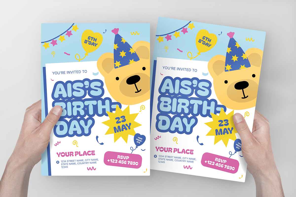 Colorful Kids Birthday Invitation, a Flyer Template by Annora Studio (Photo 3 of 6)