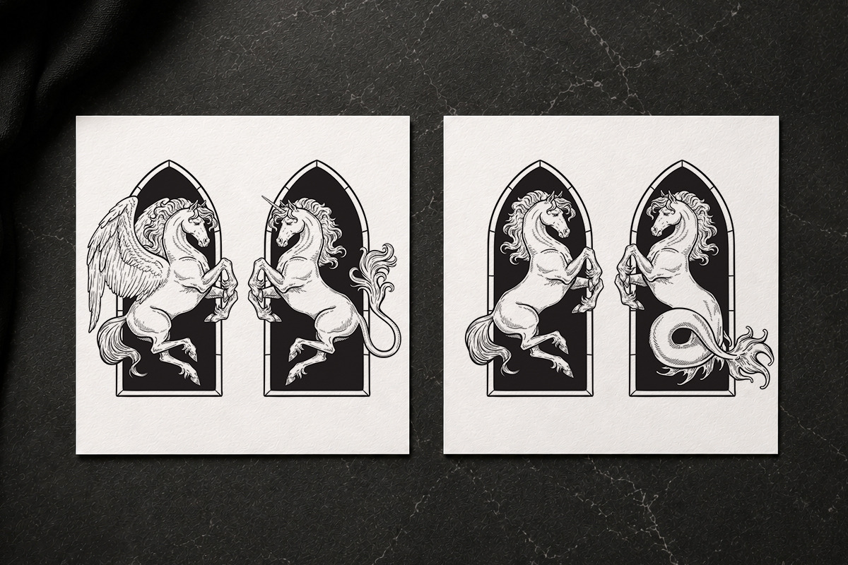 Magic Beasts Engraving Style Vector, an Animal Illustration by Croisy (Photo 3 of 8)