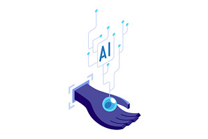 Isometric artificial intelligence, a Technology Illustration by the8monkey