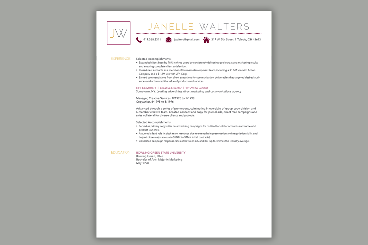 4 Piece Resume Package - Marketing, a Resume Template by Scribbled Napkin Design (Photo 3 of 5)