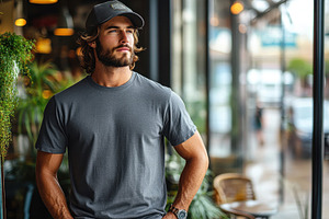 Young man in casual attire poses ins, a Photo by Tanuart