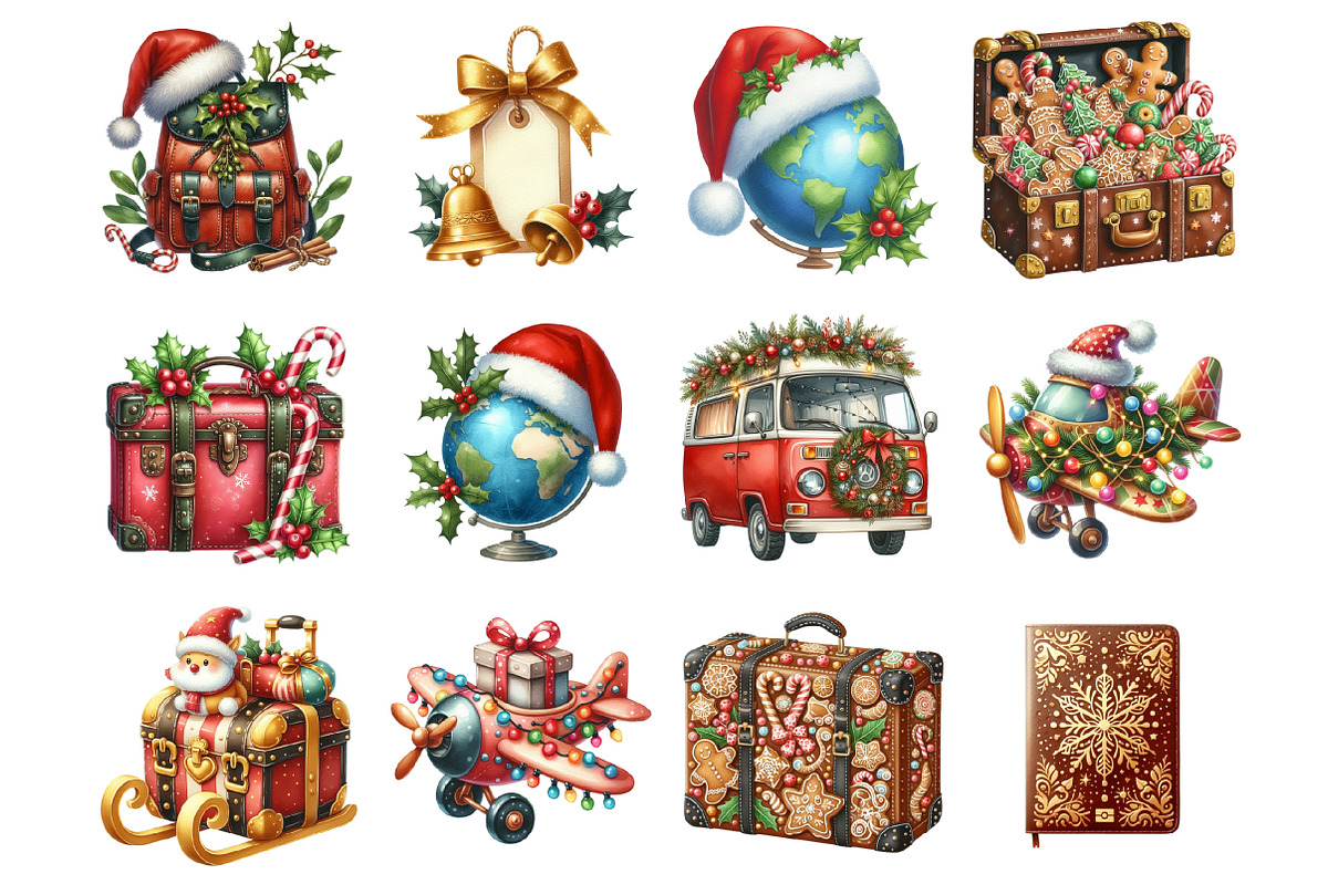 Christmas Travel Watercolour Clipart, a Graphic by CitraGraphics (Photo 3 of 4)