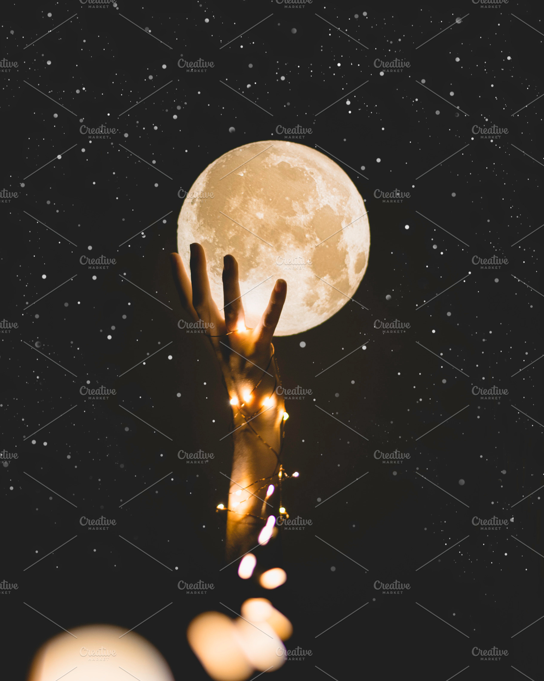 Reaching for the moon, a Person Photo by Fossilized Tree Sap