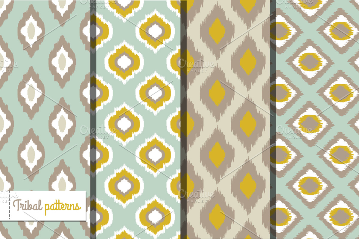 Retro ikat tribal seamless patterns, a Pattern Graphic by SmartDesign (Photo 1 of 2)