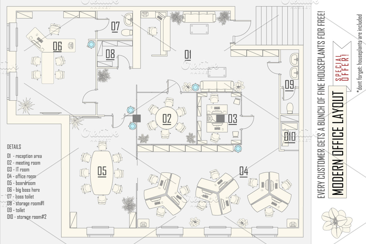 Office layout construction kit, an Object Graphic by Digithings (Photo 2 of 2)