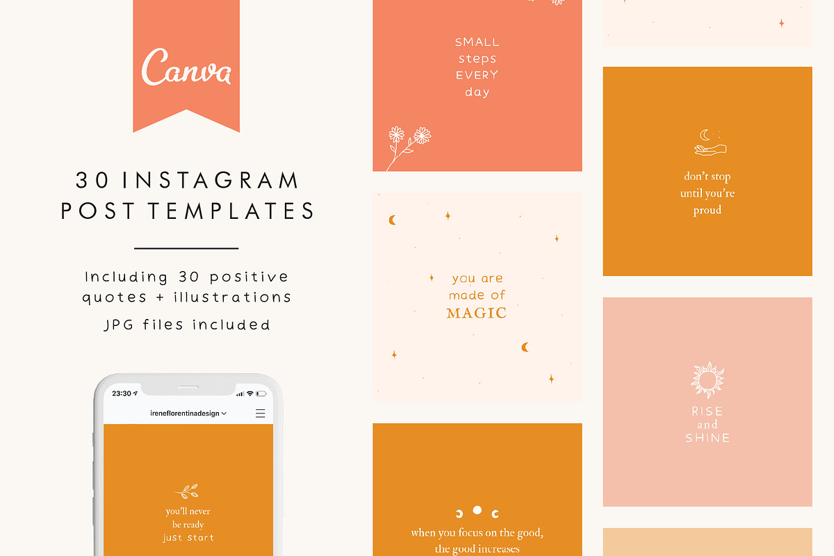30 Instagram Post Templates in Canva, a Social Media Template by Irene Florentina Design (Photo 1 of 5)