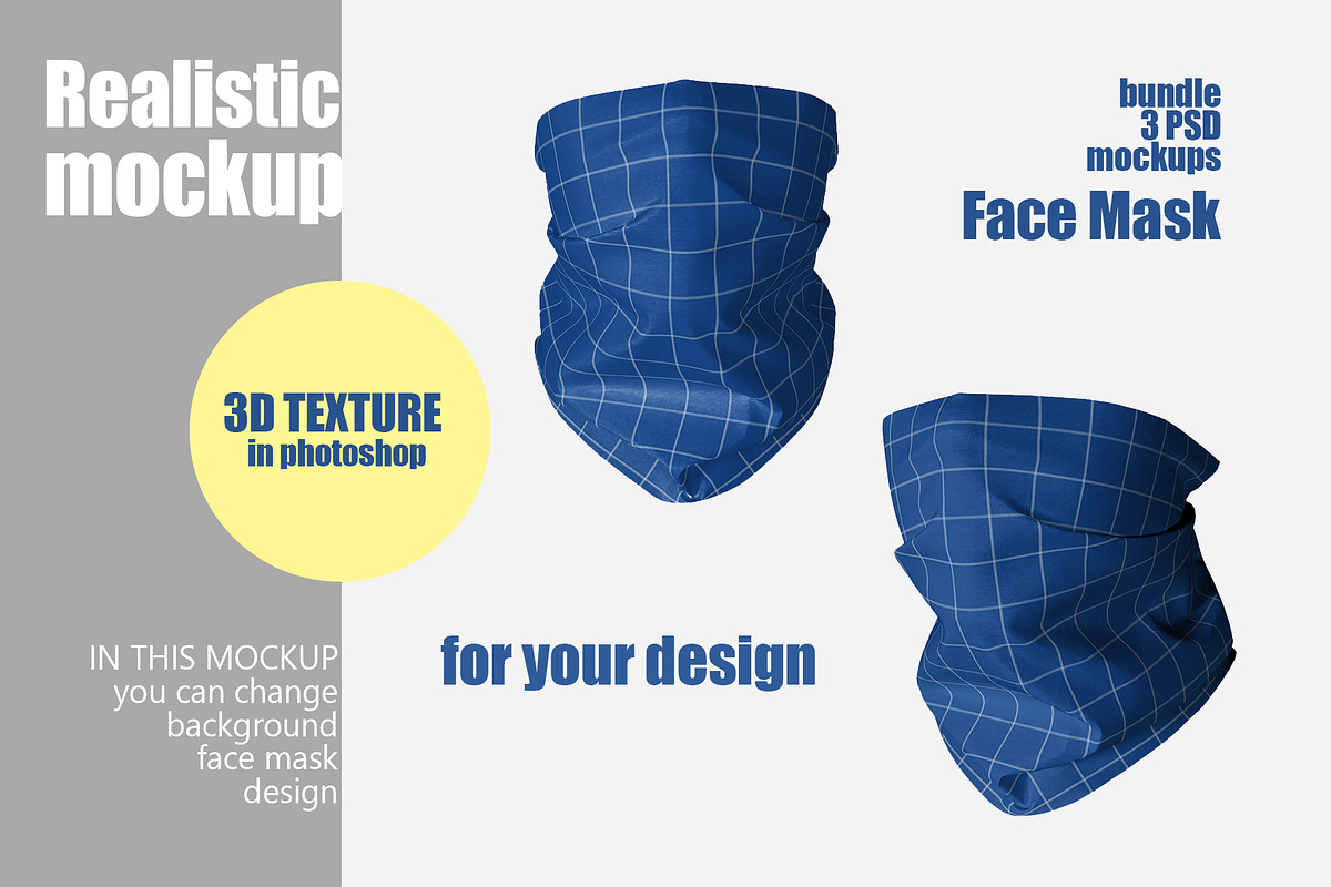 Bundle 3 psd face masks mockups, a Mask Mockup by Radmila (Photo 1 of 2)