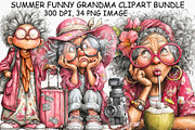 Summer Funny Grandma Clipart PNG, a Seasonal Illustration by Canvas Craft (Thumbnail 1 of 6)