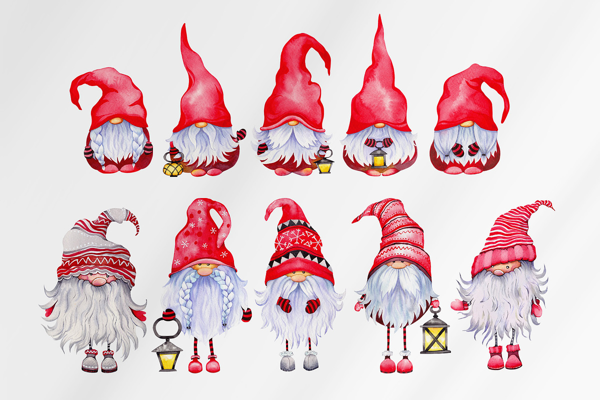 Christmas snowmen & gnomes, a Seasonal Illustration by Jeanna Draw (Photo 2 of 17)