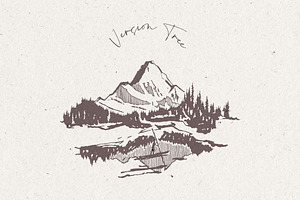 Hand Drawn Mountain Landscapes