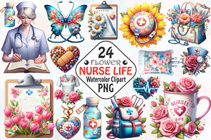 Flower Nurse Life Sublimation Clipar, an Illustration by RobertsArt