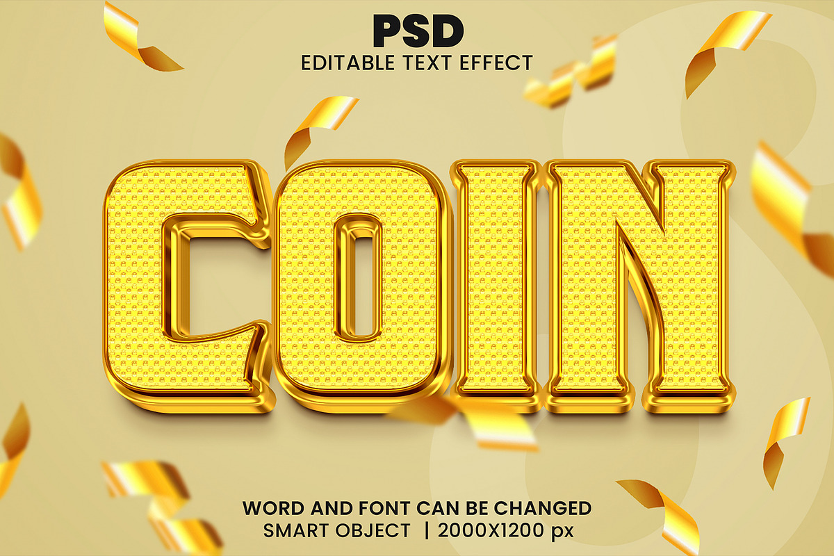 Gold coin 3d Text Effect Style font, a Layer Style Add-On by bdrobin