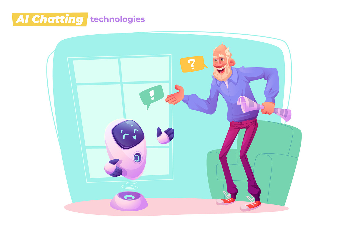 Old man vs Technologies AI, a Technology Illustration by VectorVision (Photo 4 of 5)