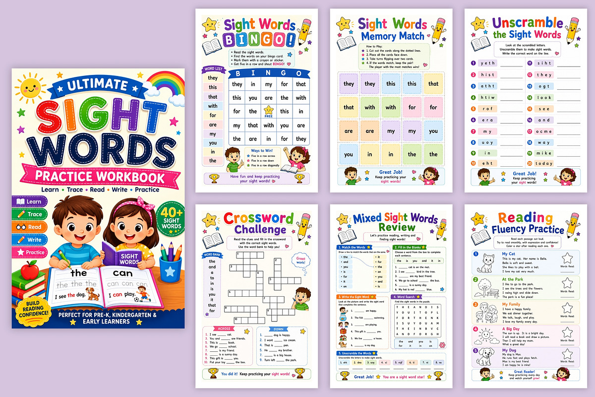 Sight Words Practice Workbook, a Stationery Template by Designmela01 (Photo 11 of 12)