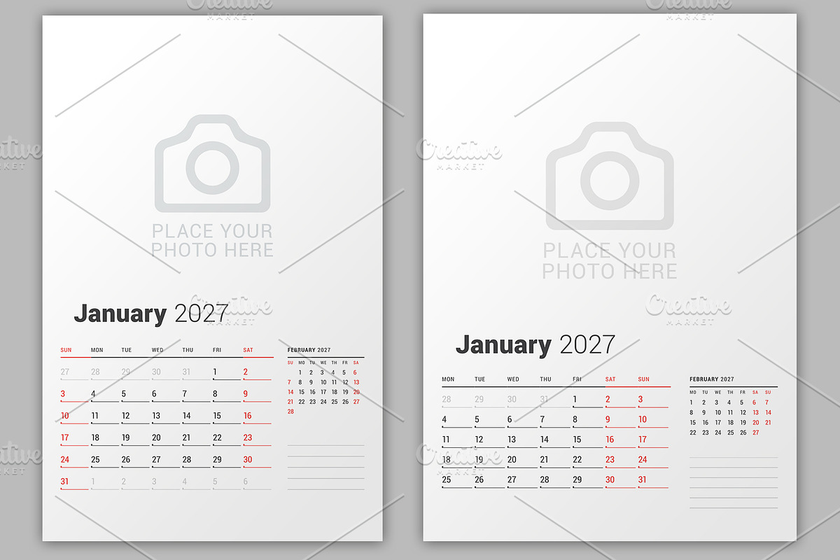 Modern 2027 Wall Calendar - EPS, a Texture Illustration by mikhailmorosin (Photo 3 of 3)