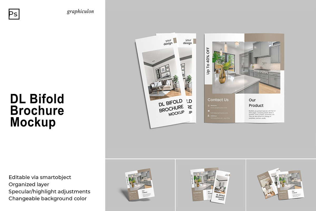 DL Bifold Brochure Mockup, a Brochure Template by Graphiculon (Photo 1 of 11)