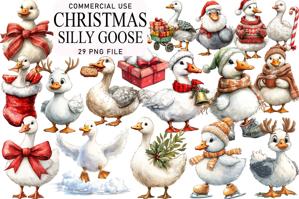 Christmas Silly Goose Clipart Bundle, an Illustration by Daily.Designs (Photo 1 of 5)