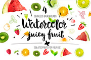 Vector watercolor juicy fruit, a Pattern Graphic by Vikpit (Thumbnail 1 of 6)