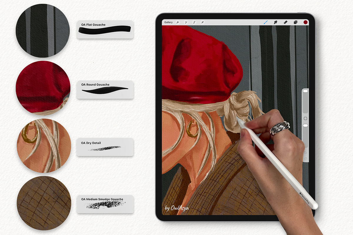Realistic Gouache Procreate Brushes, a Brush Add-On by owlasya (Photo 4 of 8)