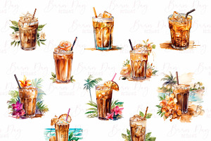 Watercolor Iced Coffee Clipart