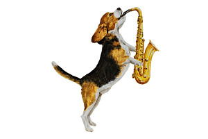 Beagle Dog Sax oil painting Clip Art