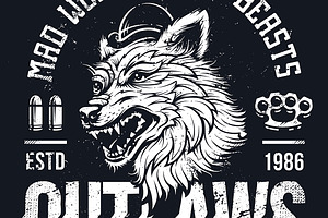 Ghetto Outlaws Grunge Wolf Art