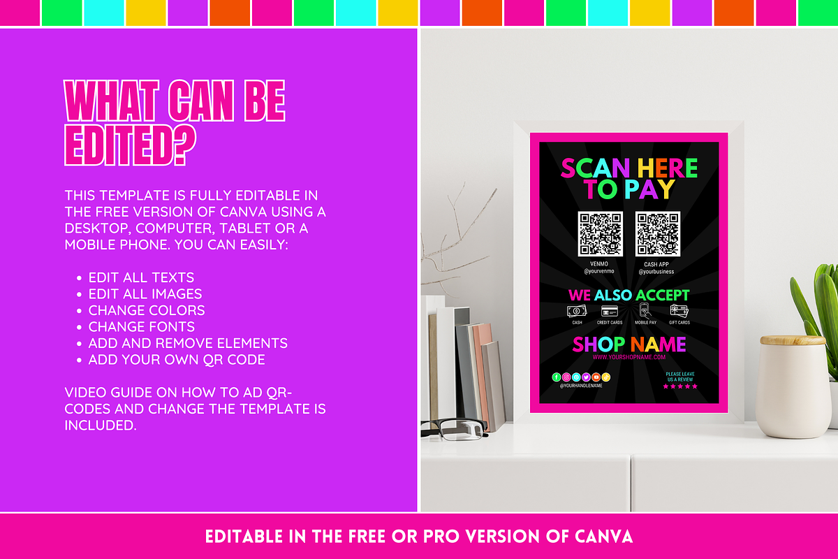 Neon Scan to Pay Sign, a Stationery Template by SunshineStudioBoutique (Photo 3 of 10)